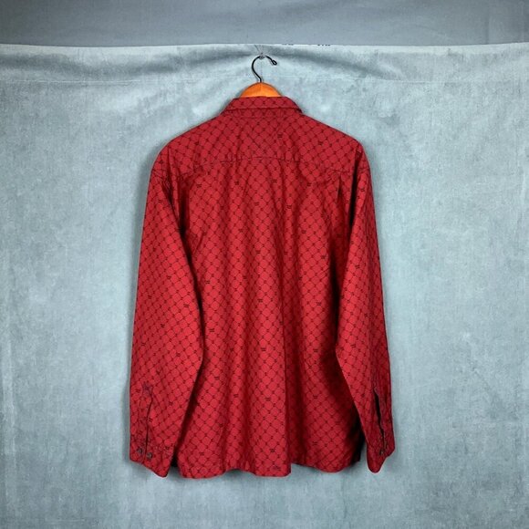 Y2K Tommy Jeans Shirt Mens XL Red Button Up Long Sleeve Logo - Picture 9 of 12